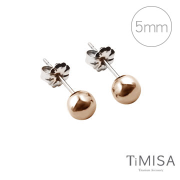 TiMISA《極簡真我(5mm)玫瑰金》純鈦耳針