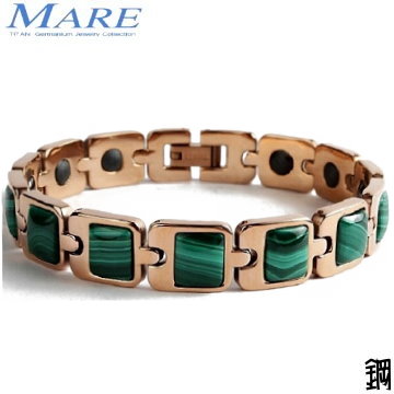 【MARE-316L白鋼系列】：方型(綠紋石)玫金 款