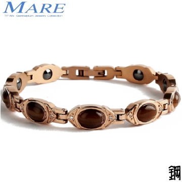 【MARE-316L白鋼系列】：花築(琥珀貓眼石)玫金爪鑲鑽 款