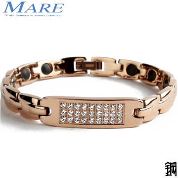 【MARE-316L白鋼系列】：金色年華(玫金爪鑲三排鑽) 款