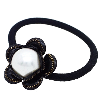 Charme 韓國新品 山茶花大珍珠髮圈 黑色