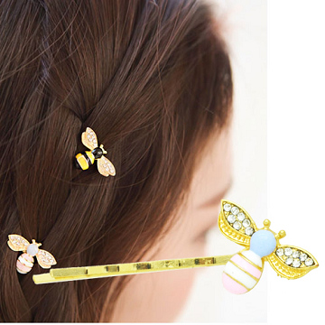 Charme 韓國流行 可愛蜜蜂造型 髮夾 粉色