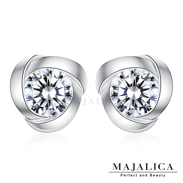 Majalica 擬真鑽閃爍光芒純銀耳環 銀色款 單個價格 PF6109