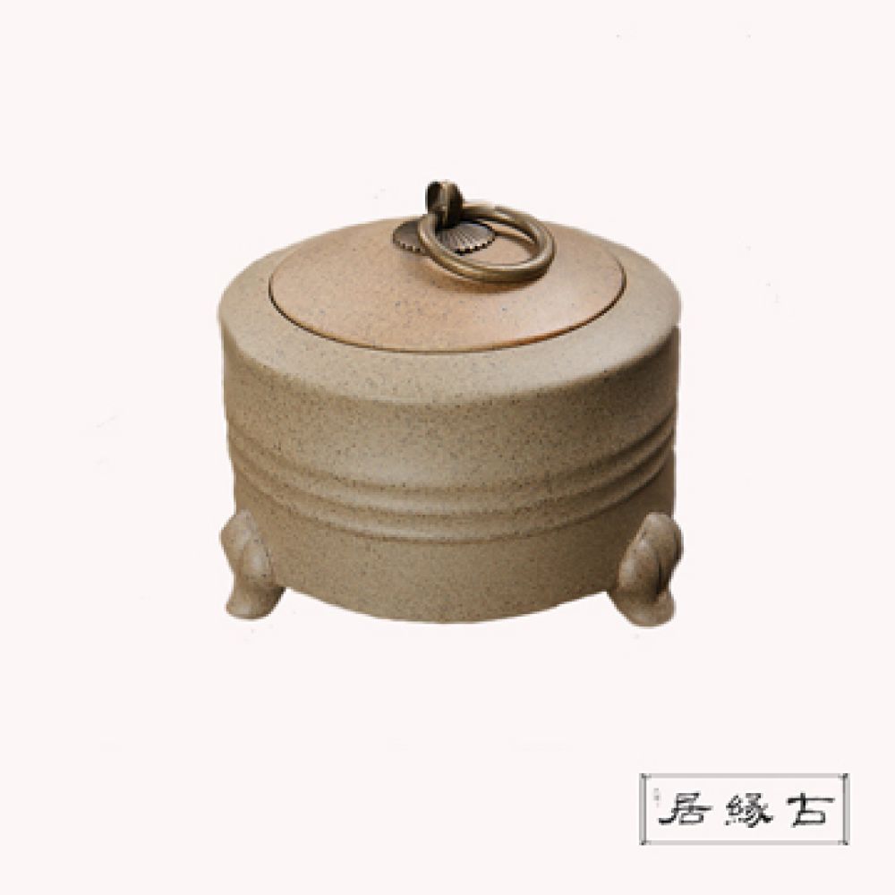 【古緣居】粗陶銅環三足茶葉罐(兩種款式)