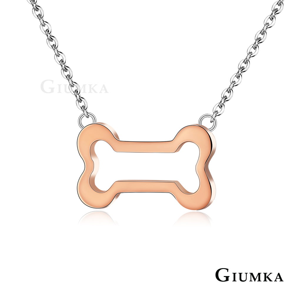 【GIUMKA】 狗骨頭珠寶白鋼項鍊 玫金 MN4103-2