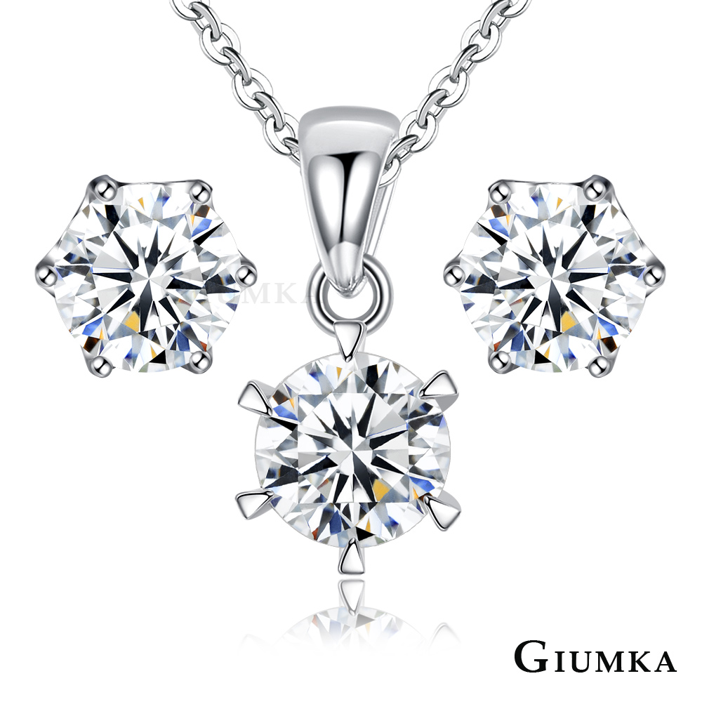 GIUMKA 925純銀項鍊耳環套組 時尚晶鑽 MNS06074
