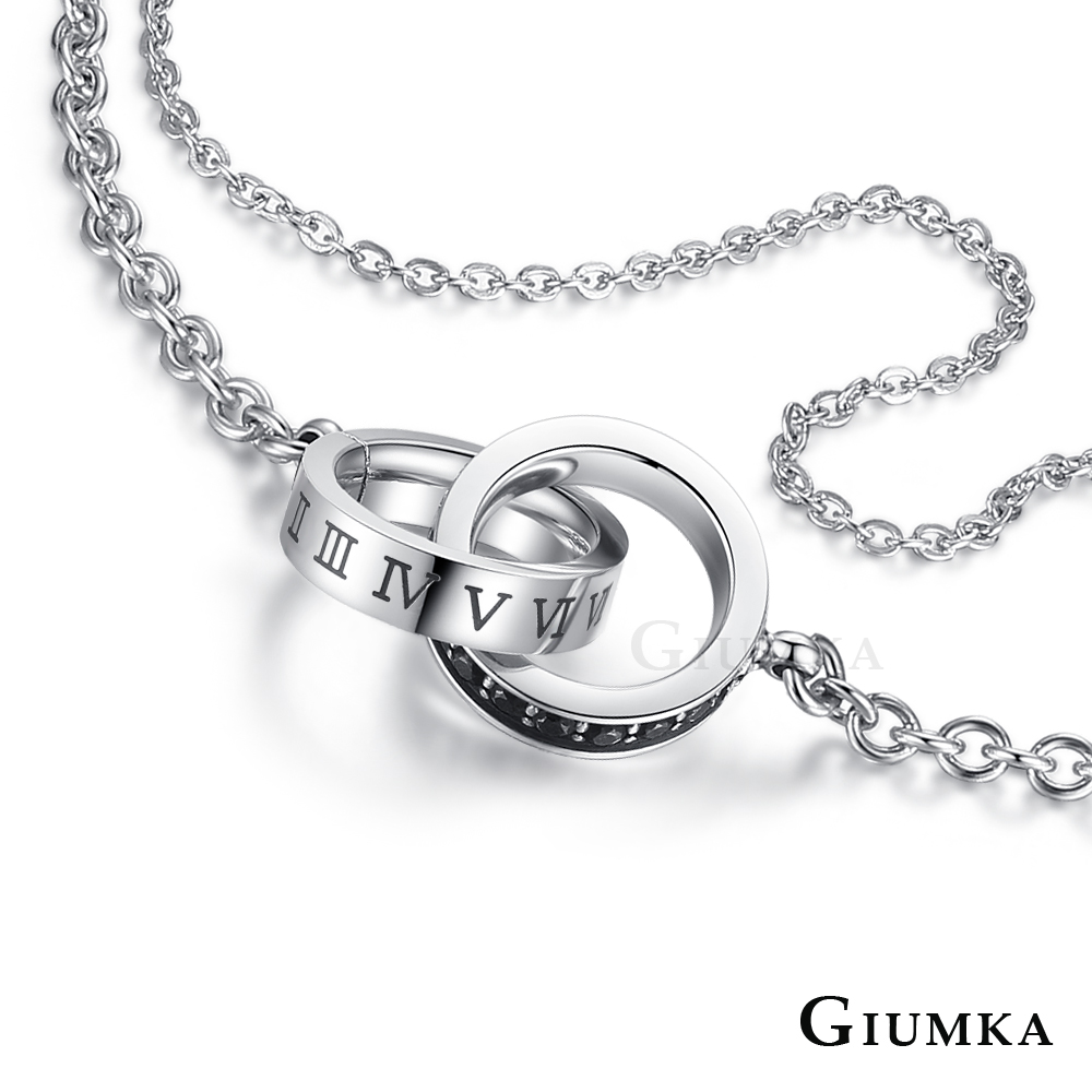 【GIUMKA】雙環白鋼手鍊 銀色女鍊 MH06028-1