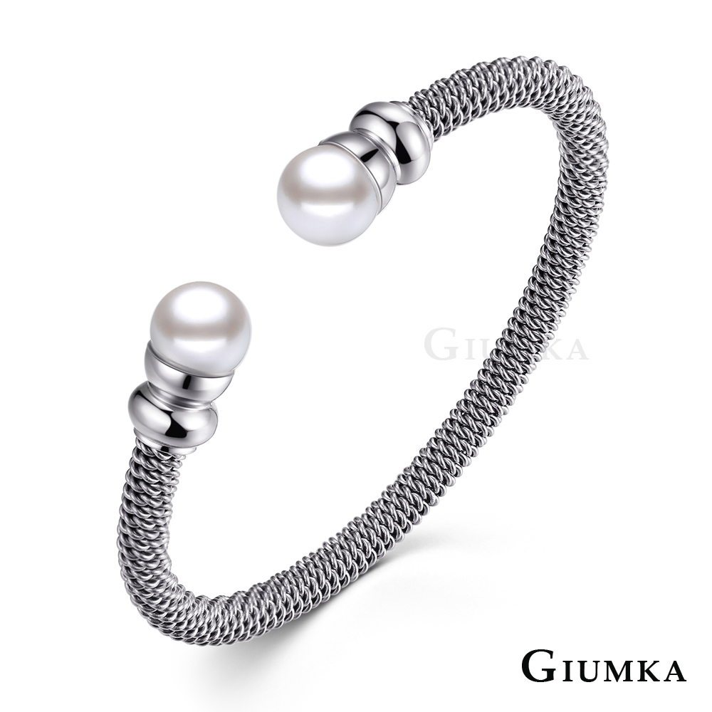 【GIUMKA】珍珠C型鋼索編織造型手環 德國精鋼 單個價格 MB06003