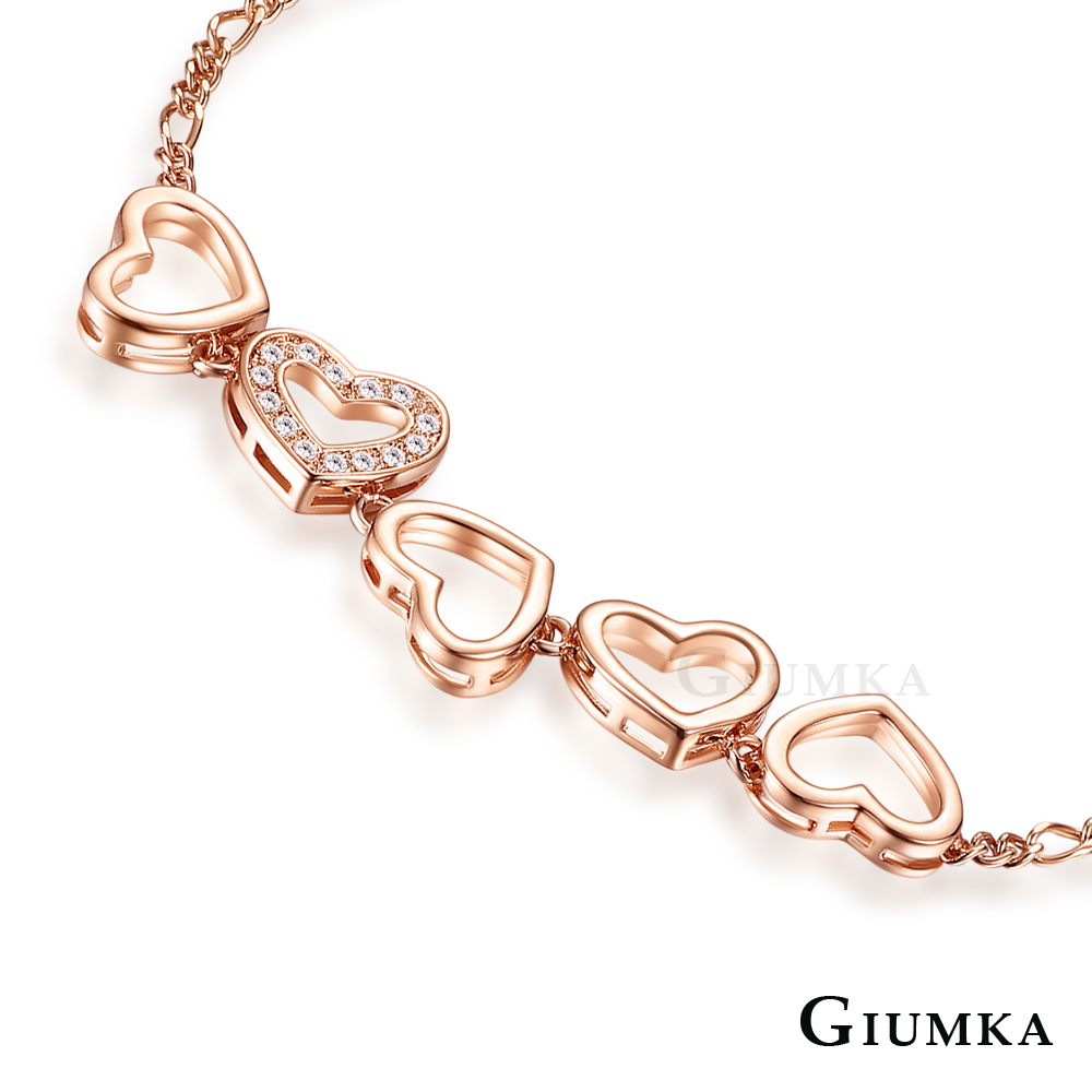 【GIUMKA】浪漫環心手鍊 精鍍玫瑰金 玫金款 MH06016-2