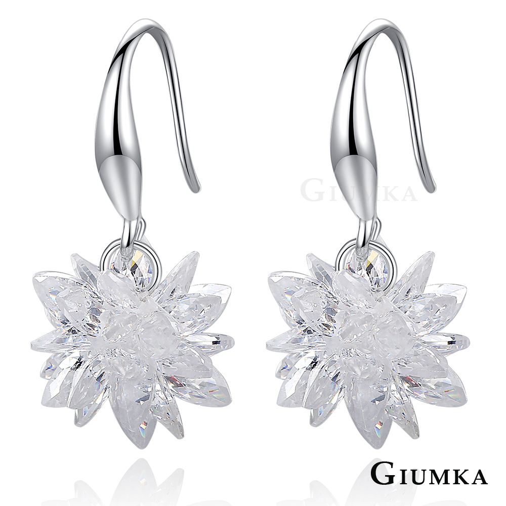 GIUMKA 白色世界半寶鋯石精鍍白K耳環 MF6006