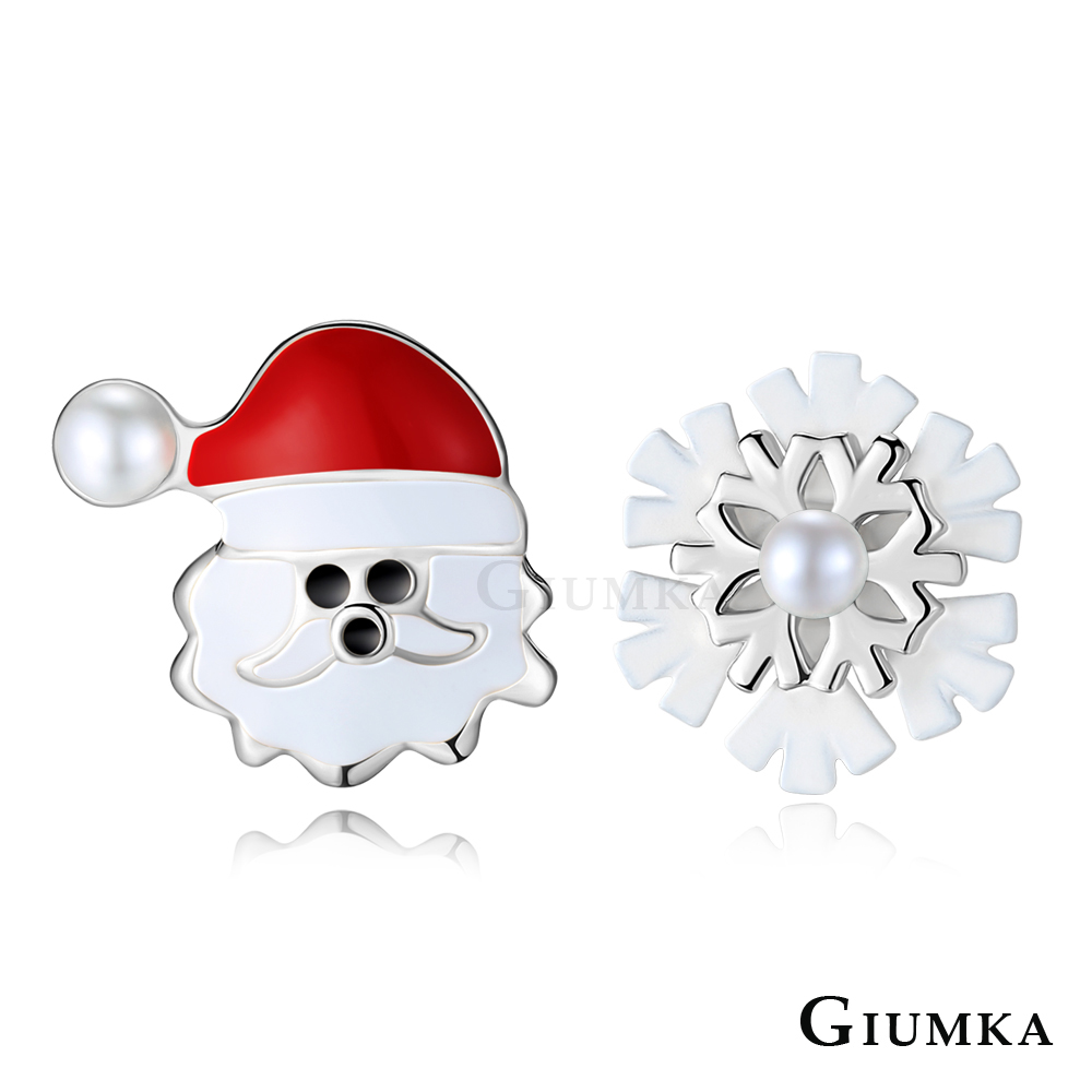 GIUMKA 耶誕老人&雪花 耳環 精鍍正白K MF07001