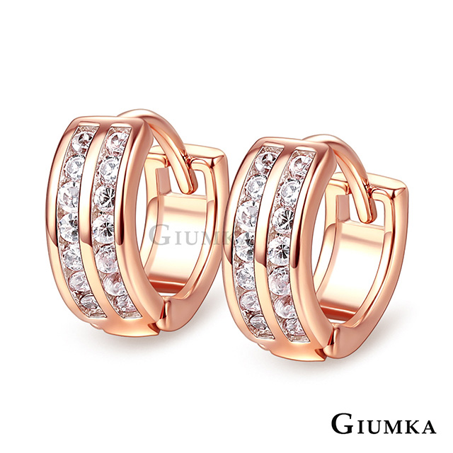 GIUMKA 簡約晶鑽 易扣式耳環 玫金款 MF07020-2