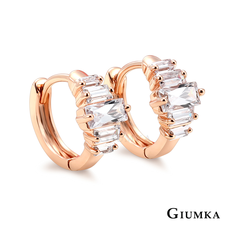 GIUMKA 璀璨時尚 易扣式耳環 玫金款 MF07019-2