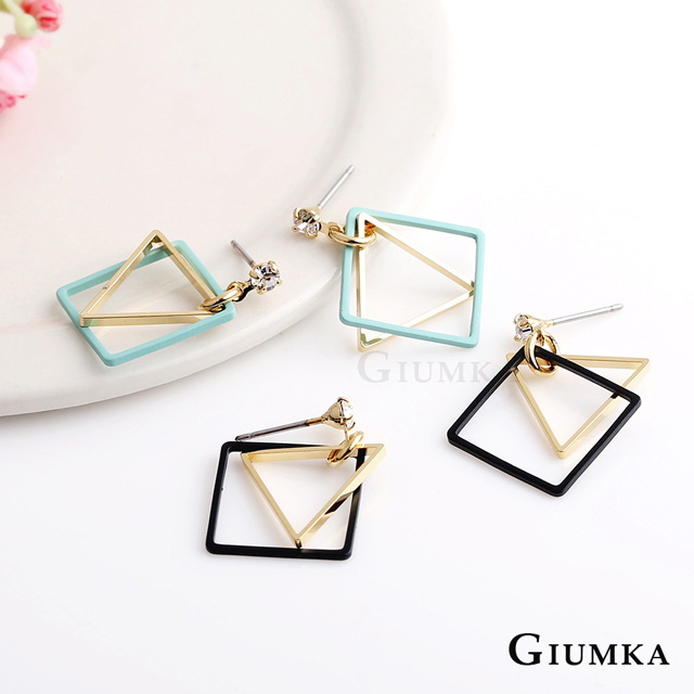 GIUMKA 幾何三角 耳針式耳環 多色任選 MF07061