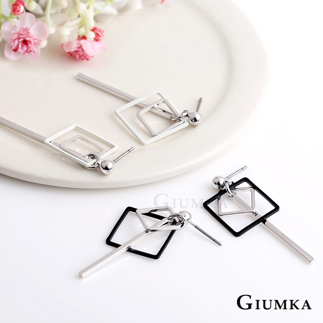 GIUMKA 幾何方塊 耳針式耳環 多色任選 MF07062