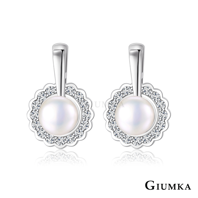 GIUMKA 雅緻天然淡水珍珠耳環 精鍍正白K MF09083