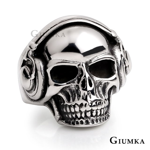 GIUMKA 嘻哈骷髏白鋼個性戒指 MR08005
