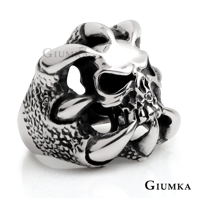 GIUMKA 骷髏鬼爪白鋼個性戒指 MR08006