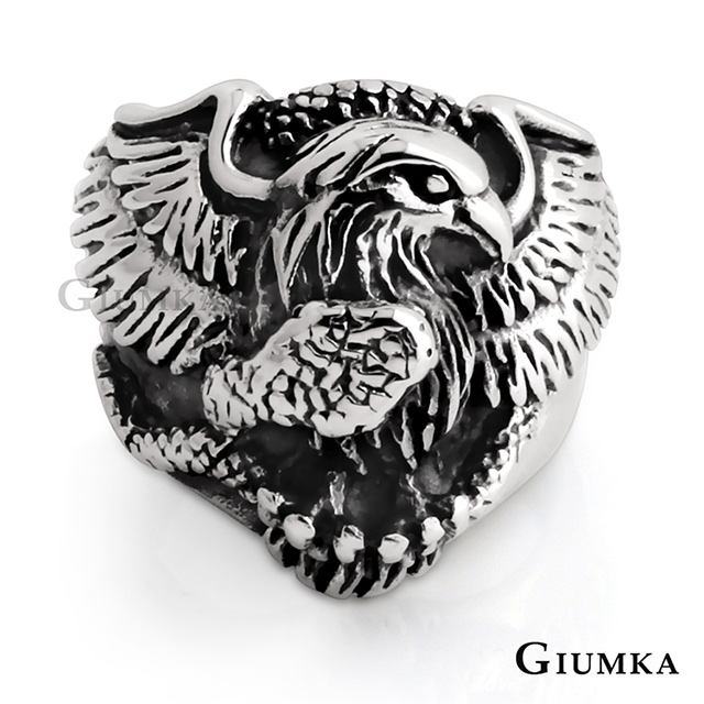 GIUMKA 黑鷹傳說白鋼個性戒指 MR08009