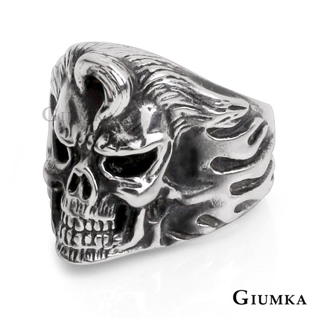 GIUMKA 龐克骷髏白鋼個性戒指 MR08007
