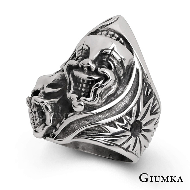 GIUMKA 闇黑面具白鋼個性戒指 MR08011