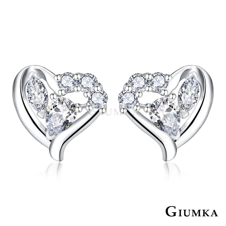 GIUMKA幾何主義愛心925純銀耳釘耳環 MFS06081