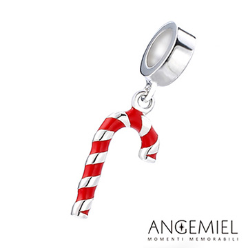 義大利Angemiel安婕米 925純銀珠飾 聖誕枴杖 吊飾
