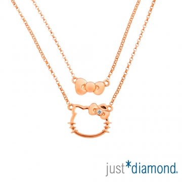 【Just Diamond】Hello Kitty 愛戀貓語系列 18K玫瑰金 鑽石項鍊