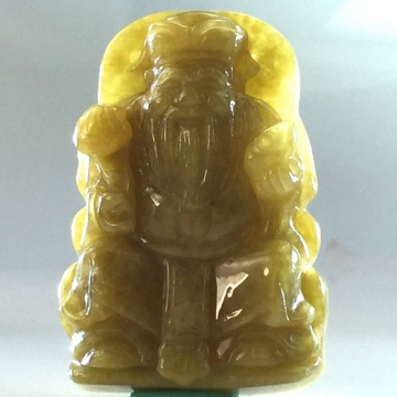 【森茂珠寶】緬甸天然翡翠A貨 黃翡福德正神吊墜 F1922