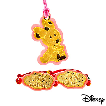 Disney迪士尼金飾 寶貝美妮三件式黃金彌月禮盒-0.3錢