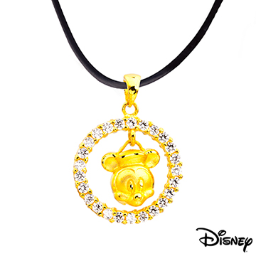 Disney迪士尼金飾 圓滿米奇黃金墜子 送項鍊