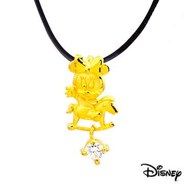 Disney迪士尼金飾 木馬美妮黃金墜子 送項鍊