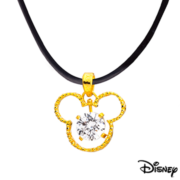Disney迪士尼金飾 喜心米奇黃金墜子 送項鍊