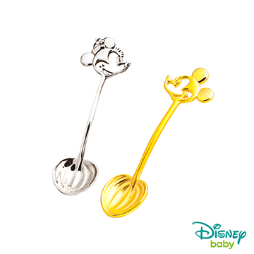 Disney迪士尼系列金飾 黃金/純銀湯匙木盒套組A-米奇+美妮款