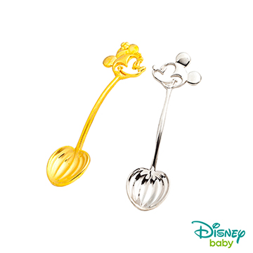Disney迪士尼系列金飾 黃金/純銀湯匙木盒套組B-米奇+美妮款