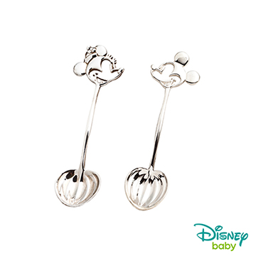 Disney迪士尼系列金飾 純銀湯匙木盒套組-米奇+美妮款