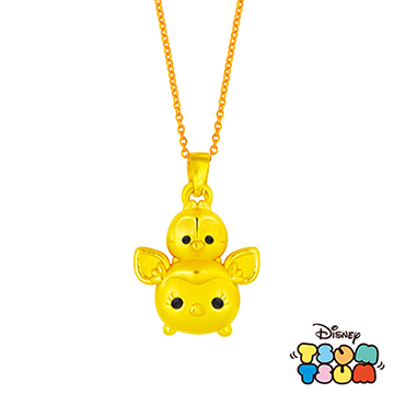 Disney迪士尼TSUM TSUM系列金飾-黃金墜子-小鹿斑比+奇奇款 送玫瑰鋼項鍊