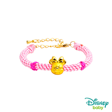 Disney迪士尼金飾 黃金編織手鍊-平安結美妮款