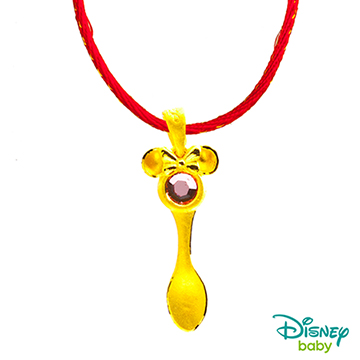 Disney迪士尼系列金飾 黃金/水晶湯匙墜子-美妮款