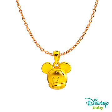 Disney迪士尼系列金飾 黃金墜子-微笑米奇款 送項鍊