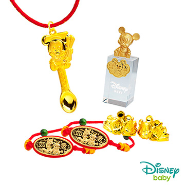 Disney迪士尼系列金飾 彌月金飾印章套組木盒-榜首米奇款-米奇造型印章 0.75錢