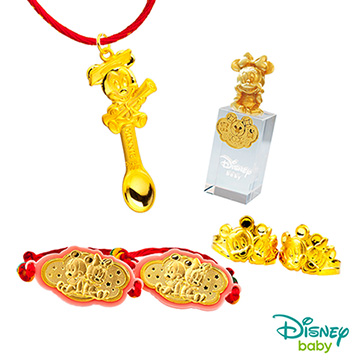 Disney迪士尼系列金飾 彌月金飾印章套組木盒-榜首美妮款-美妮造型印章 0.95錢