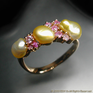 【FEW fu】《Keshi Pearl凱旭珍珠鑲彩寶》18K玫瑰金戒指