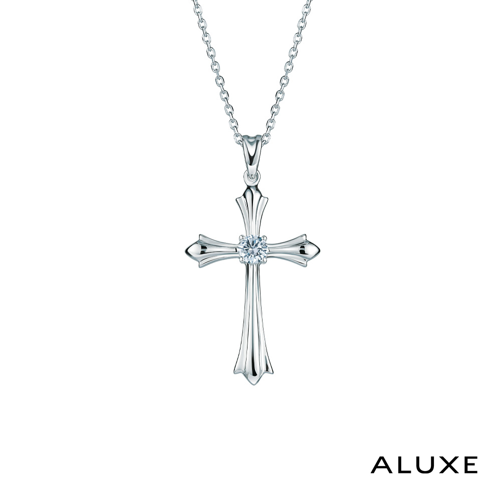 A-LUXE 亞立詩鑽石 18K金 十字架 0.15克拉鑽石項鍊