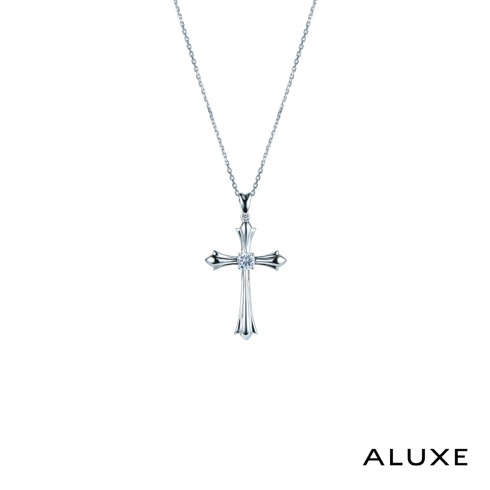 A-LUXE 亞立詩 18K金 0.30克拉 十字架鑽石項鍊