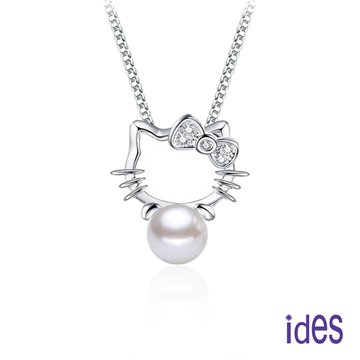 ides愛蒂思鑽石 時尚天然淡水珍珠項鍊/淘氣貓/白色8mm