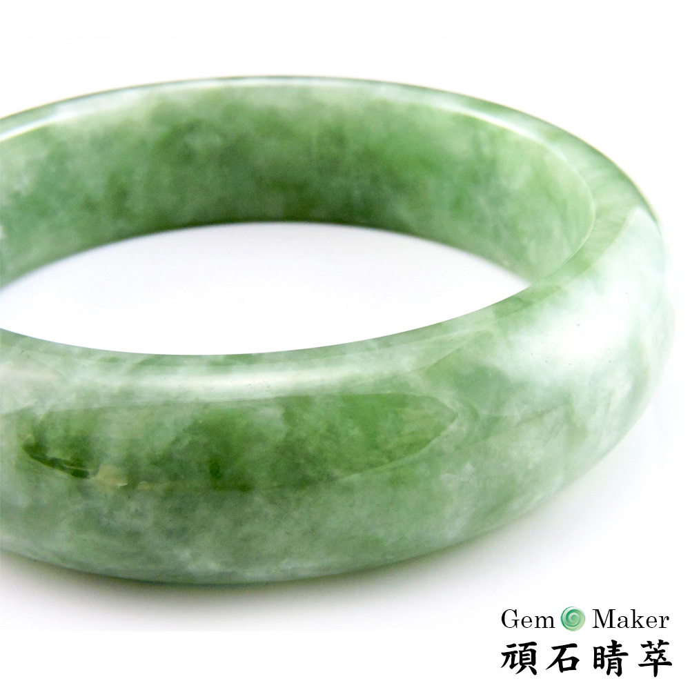 【GemMaker頑石睛萃】豆種全青天然翡翠手鐲 17.2mm