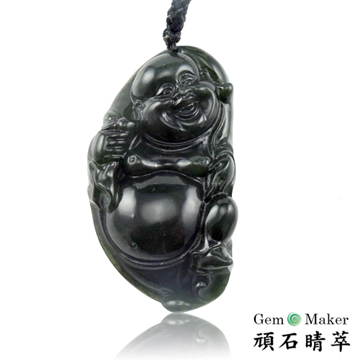 【GemMaker頑石睛萃】彌勒福財頂級墨玉項鍊