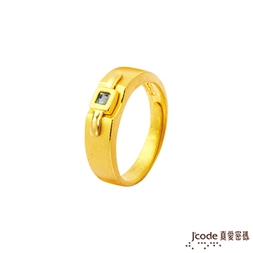J’code真愛密碼 愛圍繞黃金/水晶男戒指
