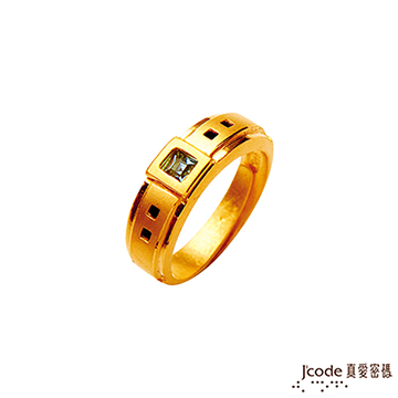 J’code真愛密碼 愛的時刻黃金/水晶男戒指